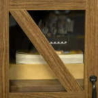 Rustic Kitchen Sideboard, Glass Door Buffet Cabinet, TV Stand with Adjustable Shelf for Dining Room