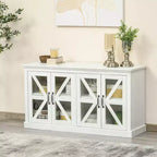 Rustic Kitchen Sideboard, Glass Door Buffet Cabinet, TV Stand with Adjustable Shelf for Dining Room