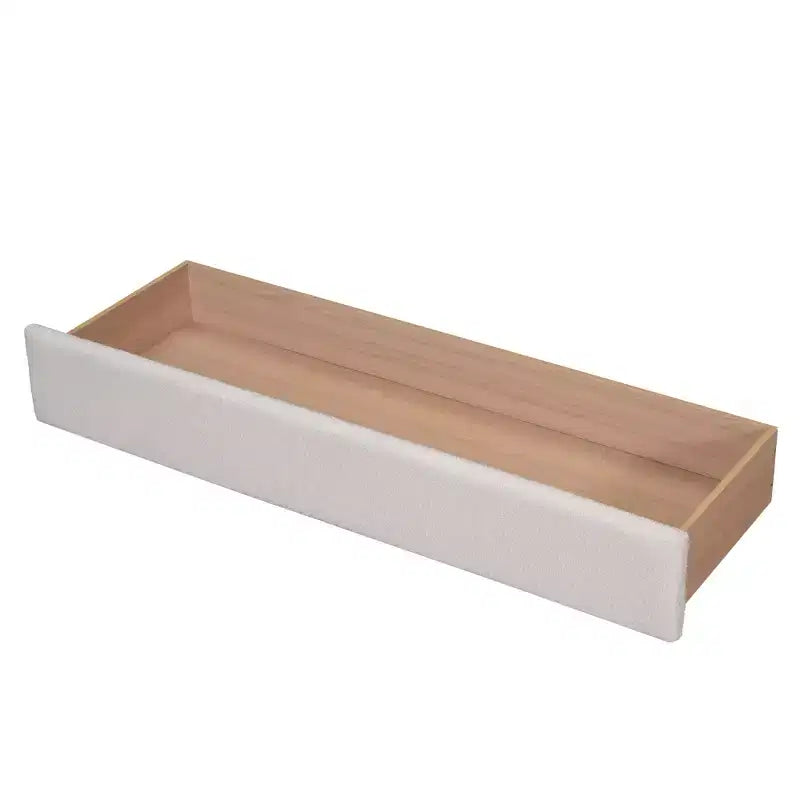 Queen Size Upholstered Teddy Fleece Platform Bed with USB Ports and Drawer