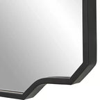 Rectangular Vanity Decorative Wall Mirror Modern Sharp Angles Soft Curves Matte Black Iron Frame 24 Wide for Bathroom