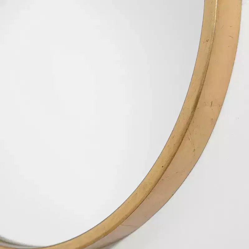 Oval Vanity Accent Wall Mirror Antique Gold Leaf Iron Frame 20 Wide for Bathroom Bedroom Living Room House Office