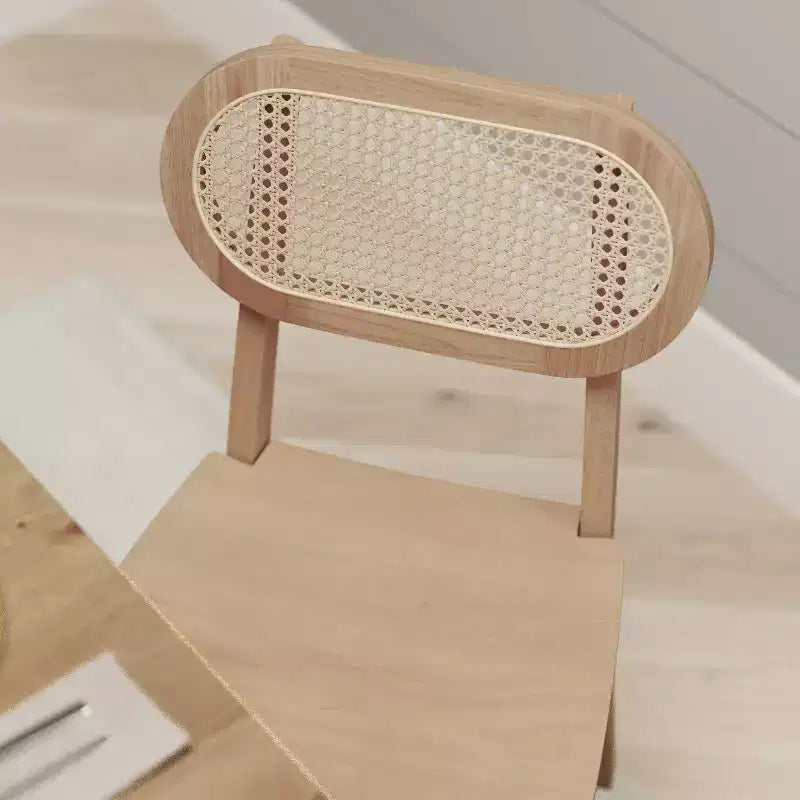 Cane Rattan Dining Chairs with Solid Wood Frames