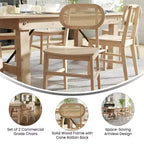Cane Rattan Dining Chairs with Solid Wood Frames