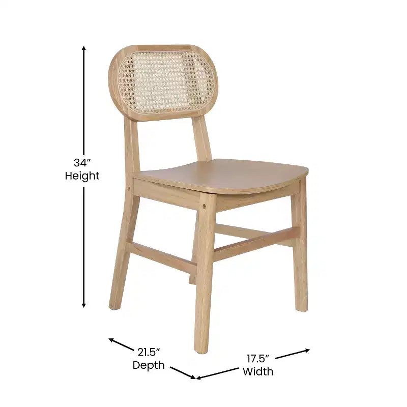 Cane Rattan Dining Chairs with Solid Wood Frames