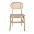 Cane Rattan Dining Chairs with Solid Wood Frames