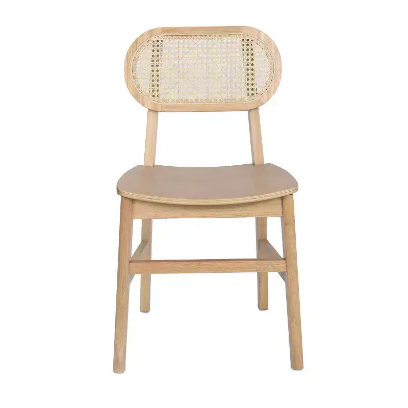 Cane Rattan Dining Chairs with Solid Wood Frames