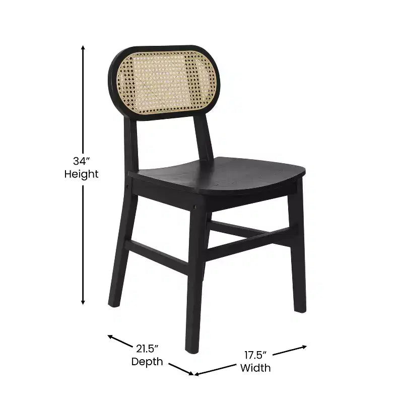 Cane Rattan Dining Chairs with Solid Wood Frames