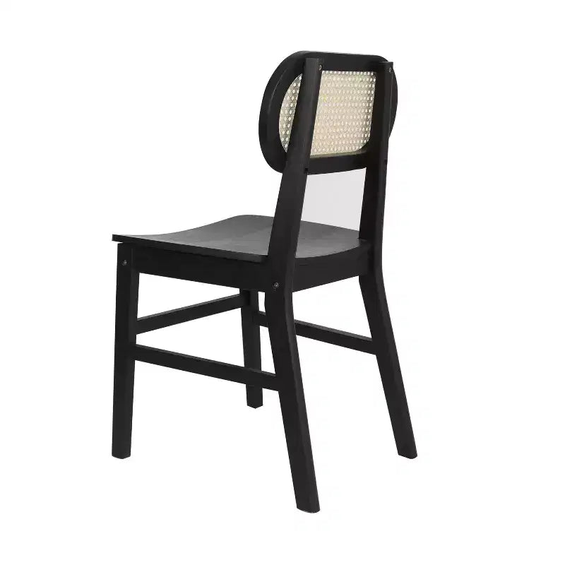 Cane Rattan Dining Chairs with Solid Wood Frames