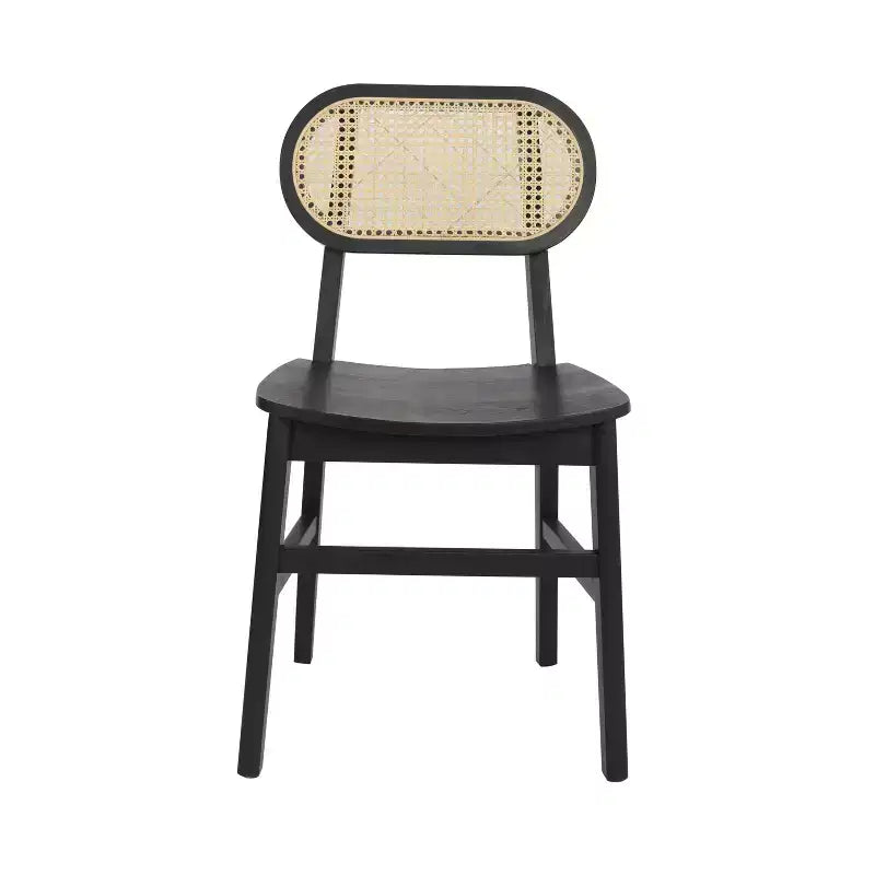 Cane Rattan Dining Chairs with Solid Wood Frames