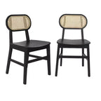 Merrick Lane Set of 2 Cane Rattan Dining Chairs with Solid Wood Frames