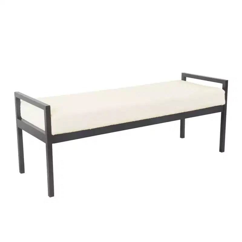 Modern Metal Faux Shearling Bench