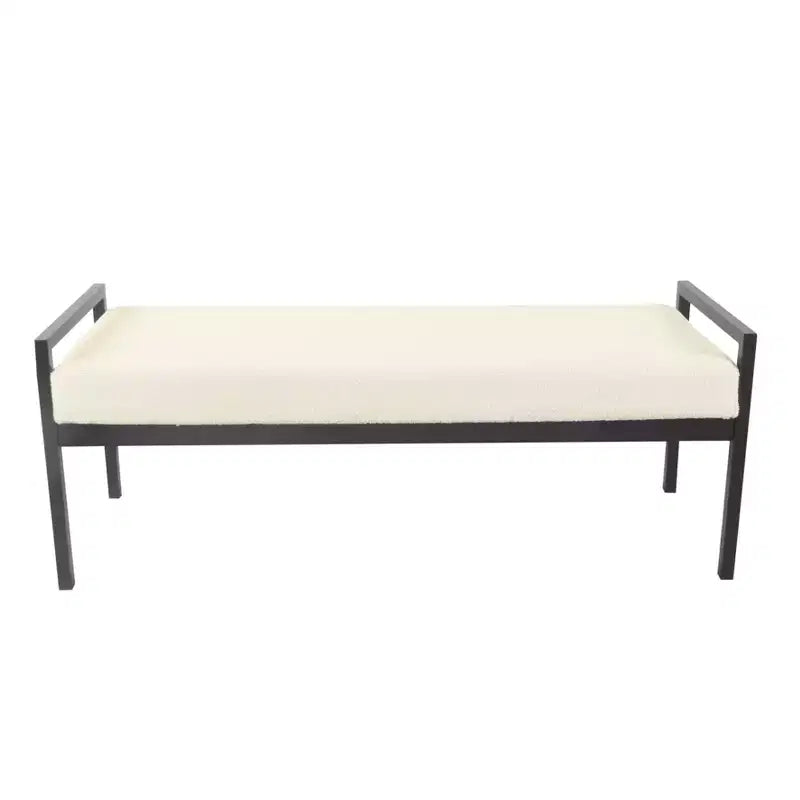 Modern Metal Faux Shearling Bench