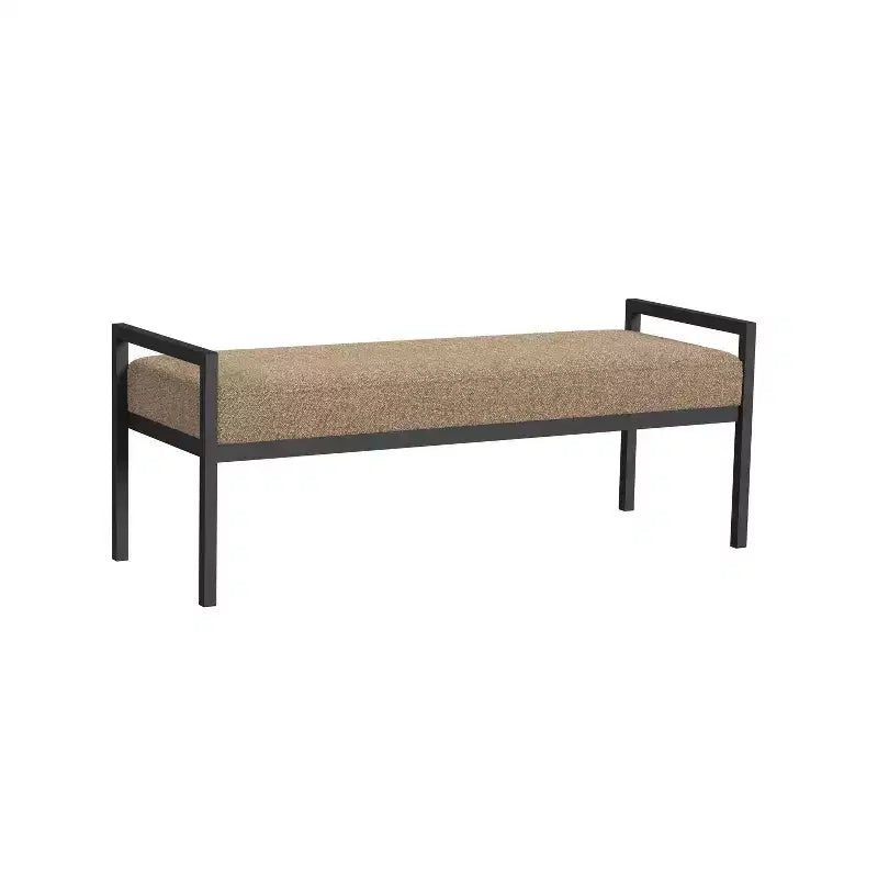 Modern Metal Faux Shearling Bench