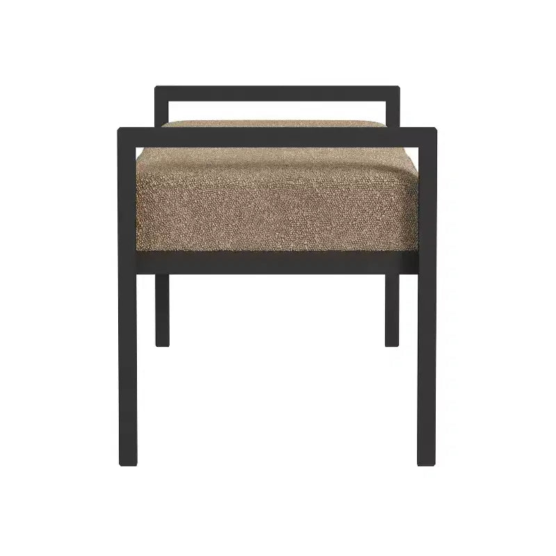 Modern Metal Faux Shearling Bench