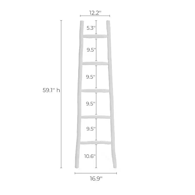 White Solid Wood 5-Rung Blanket Ladder